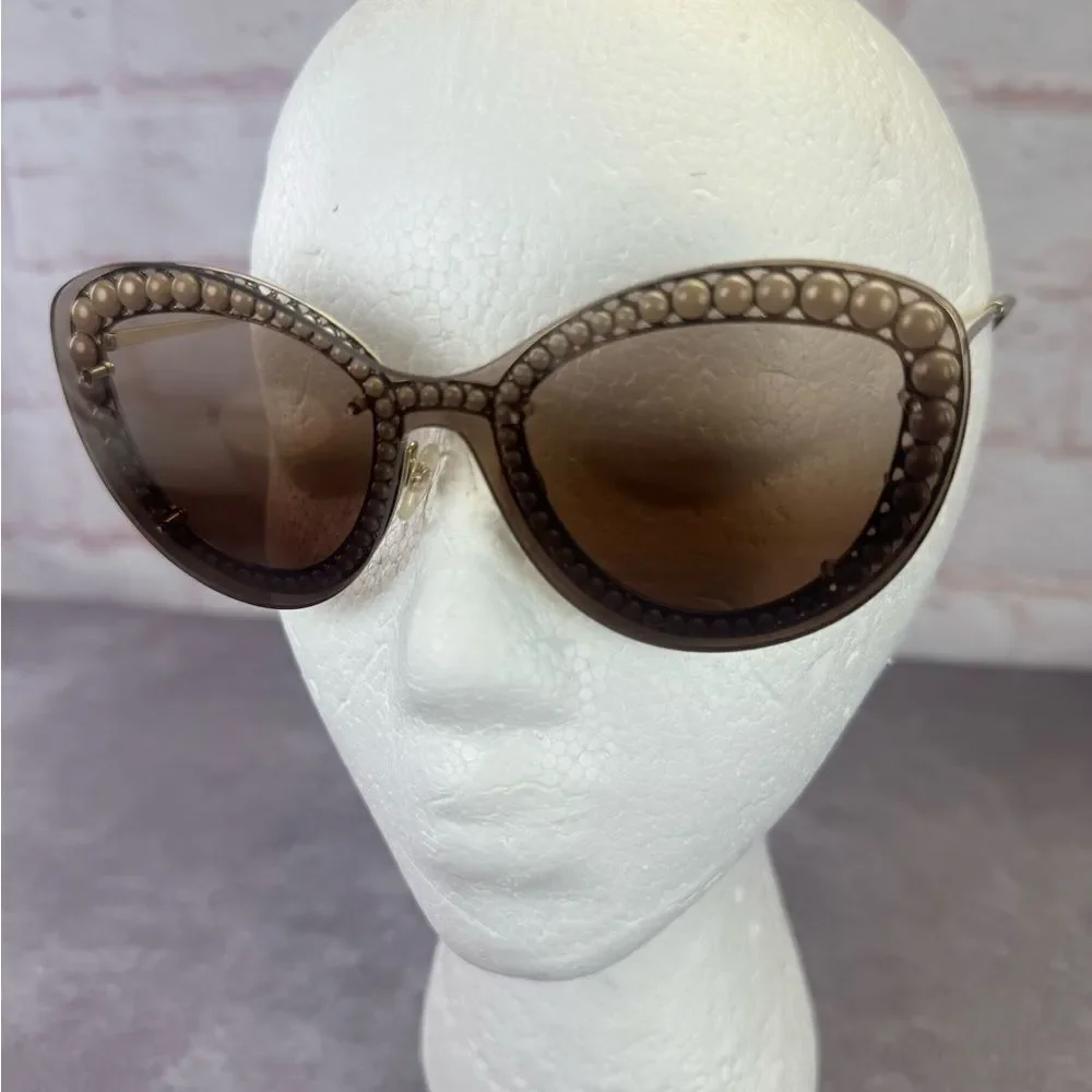 Chanel Acetate Metal Pearl Butterfly Sunglasses 4236-H Brown - Picture 4 of 16